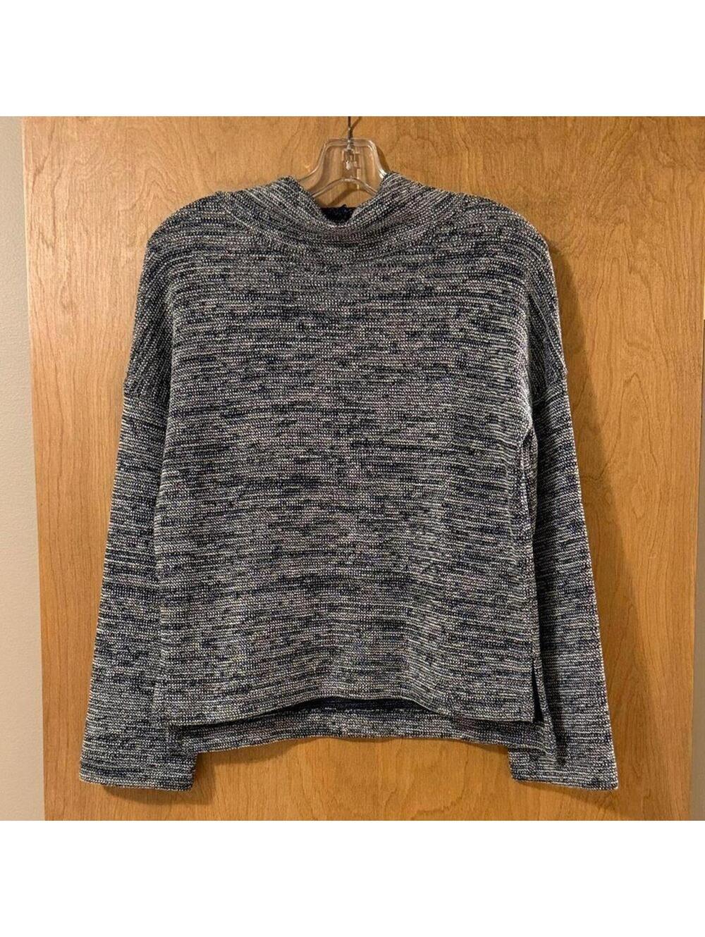 Madewell Marled Mockneck Sweater Women's Small Navy Blue White Knit Pullover